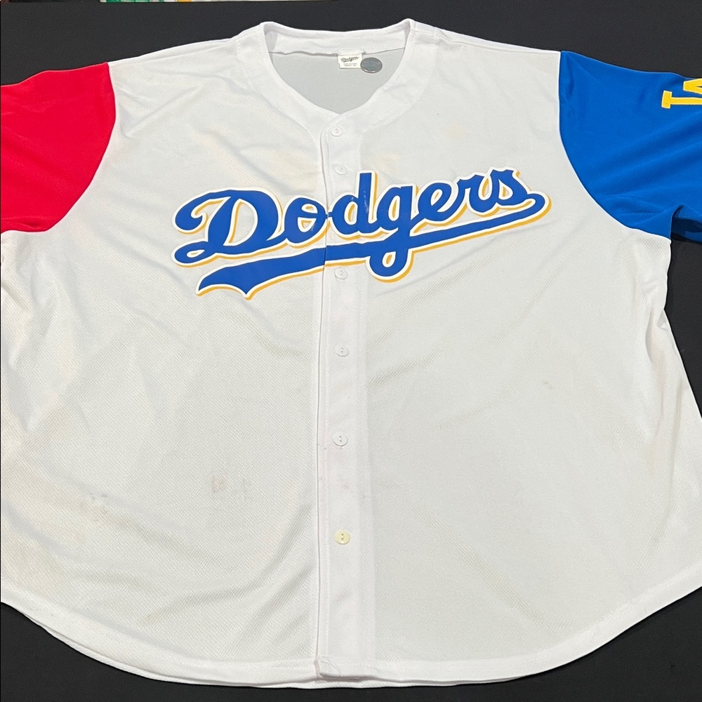 Filipino night Dodgers White Jersey with Red and Blue Sleeves NWOT